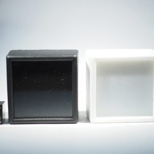 Plastic Gem Jar 38mm Square (White or Black) with reversible Black/White foam