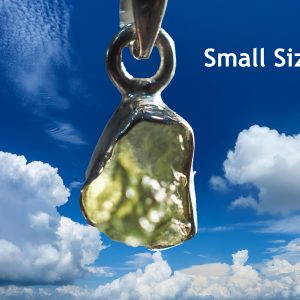 Moldavite Tektite Pendant (Small) with Sterling Silver Mount and Snake Chain